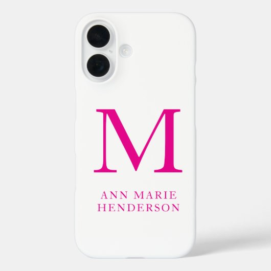 Name und Monogramm in Pink Case-Mate iPhone Hülle (Rückseite)
