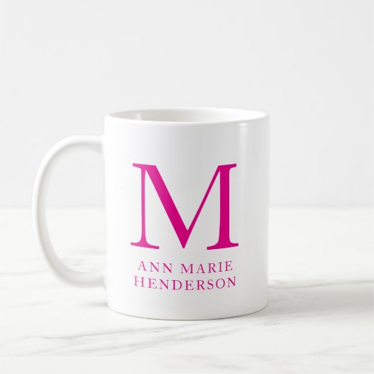 Name und Monogramm in Pink Kaffeetasse (Links)