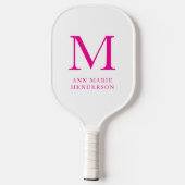 Name und Monogramm in Pink Pickleball Schläger (Rückseite)