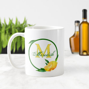 🍋 Name und Monogramm Kaffeetasse