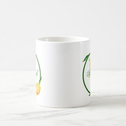 🍋 Name und Monogramm Kaffeetasse (Mittel)