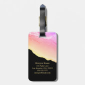 Name und Monogramm Schwarz & Gold Box Rosa & Gold- Gepäckanhänger (Rückseite vertikal)