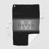 Name und Monogramm | Schwarz & Grau Golfhandtuch (Insitu)