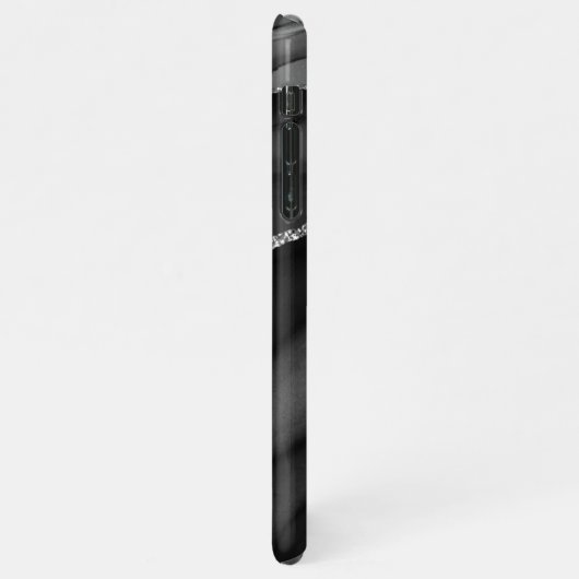 Name und Monogramm, schwarz-graue Gattung, grauwei iPhone Hülle (Linke Seite)