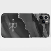 Name und Monogramm, schwarz-graue Gattung, grauwei iPhone Hülle (Rückseite (Horizontal))