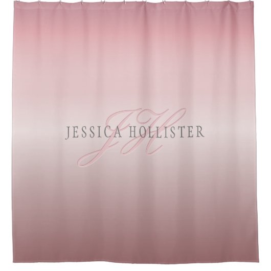 Name und Monogramm | Soft IMITATE Rose Gold Blush Duschvorhang (Vorderseite)
