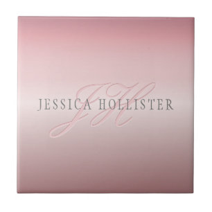 Name und Monogramm   Soft IMITATE Rose Gold Blush Fliese
