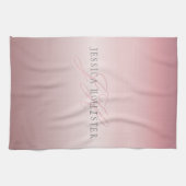 Name und Monogramm | Soft IMITATE Rose Gold Blush Geschirrtuch (Horizontal)
