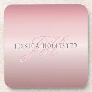 Name und Monogramm   Soft IMITATE Rose Gold Blush Getränkeuntersetzer