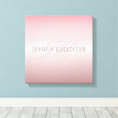 Name und Monogramm | Soft IMITATE Rose Gold Blush Leinwanddruck (Insitu (Holzboden))