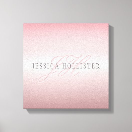 Name und Monogramm | Soft IMITATE Rose Gold Blush Leinwanddruck (Vorderseite)