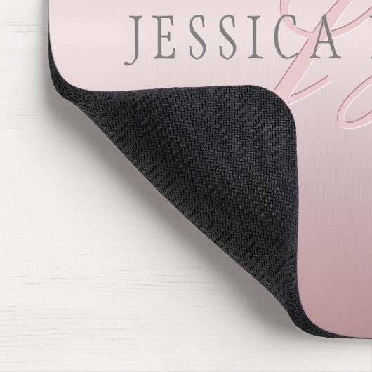 Name und Monogramm | Soft IMITATE Rose Gold Blush Mousepad (Ecke)