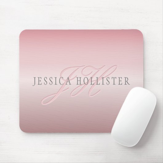 Name und Monogramm | Soft IMITATE Rose Gold Blush Mousepad (Mit Mouse)