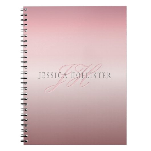 Name und Monogramm | Soft IMITATE Rose Gold Blush Notizblock (Vorderseite)