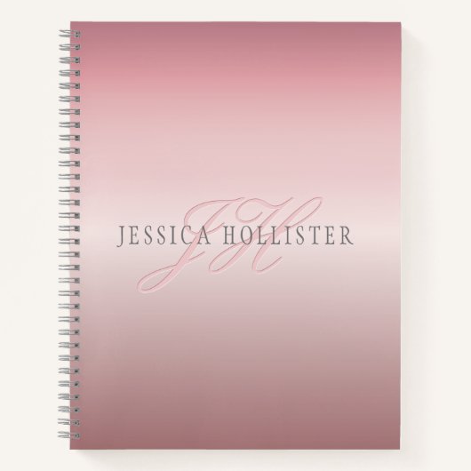 Name und Monogramm | Soft IMITATE Rose Gold Blush Notizblock (Vorderseite)