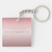 Name und Monogramm | Soft IMITATE Rose Gold Blush Schlüsselanhänger (Rückseite)