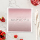 Name und Monogramm | Soft IMITATE Rose Gold Blush Serviette (Beispiel)