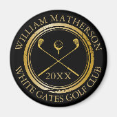 Name und Name des Schwarzen und Gold und Datum des Magnet (Vorne)