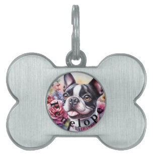Name und Niedliche und lustige Hunde Blume Aquarel Tiermarke