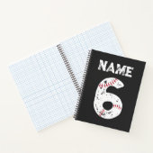 Name und Nummer 6 Baseball, Baseball-Team Notizblock (Innenseite)