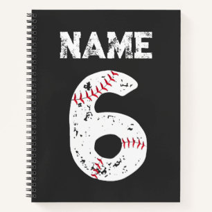 Name und Nummer 6 Baseball, Baseball-Team Notizblock