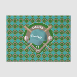 Name und Nummer des Aqua Baseball Diamond Players Seidenpapier