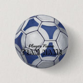 Name und Nummer des Fußball-Balls blau und weiß Button (Vorderseite)
