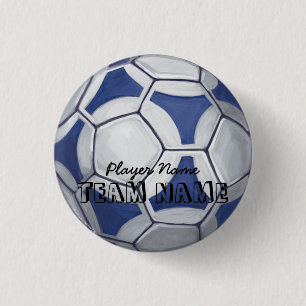 Name und Nummer des Fußball-Balls blau und weiß Button