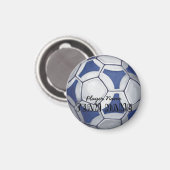 Name und Nummer des Fußball-Balls blau und weiß Magnet (Vorderseite/Rückseite)