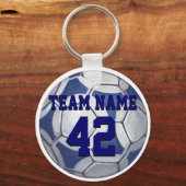 Name und Nummer des Fußball-Balls blau und weiß Schlüsselanhänger (Vorderseite)