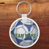Name und Nummer des Fußball-Balls blau und weiß Schlüsselanhänger (Vorderseite)