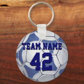 Name und Nummer des Fußball-Balls blau und weiß Schlüsselanhänger (Vorderseite)
