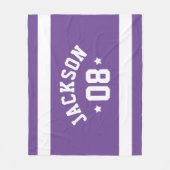Name und Nummer des personalisierten Athleten Lila Fleecedecke (Vorderseite)