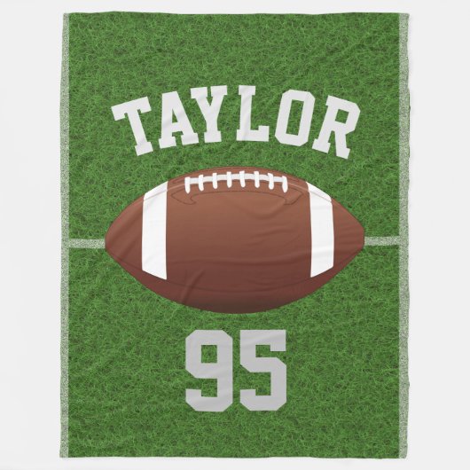 Name und Nummer des personalisierten Fußballspiele Fleecedecke (Vorderseite)
