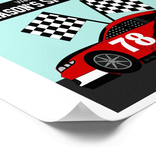 Name und Nummer des Rennwagens Poster (Ecke)