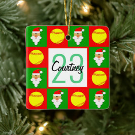 Name und Nummer des Softball-Players Keramikornament