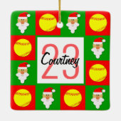 Name und Nummer des Softball-Players Keramikornament (Rückseite)