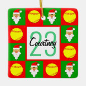 Name und Nummer des Softball-Players Keramikornament (Vorderseite)