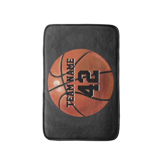 Name und Nummer des Teams Basketball Badematte (Vorderseite Vertikal)
