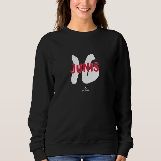 Name und Nummer Jakob Junis Cleveland Baseball MLB Sweatshirt (Vorderseite)