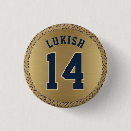 Name und Nummer Navy Blue und Gold Veteran Button