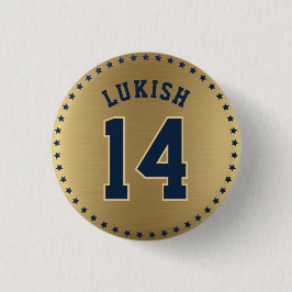 Name und Nummer Navy Blue und Gold Veteran Button