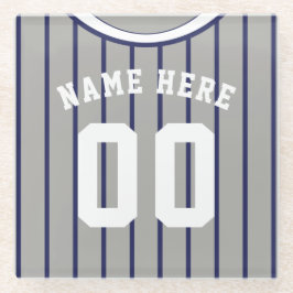 Name und Nummer Navy Pinstripe Baseball Glasuntersetzer