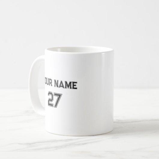 Name und Nummer Personalisiert Kaffeetasse (Vorderseite Links)