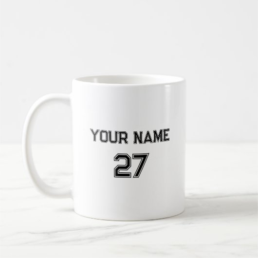 Name und Nummer Personalisiert Kaffeetasse (Links)