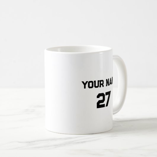Name und Nummer Personalisiert Kaffeetasse (VorderseiteRechts)