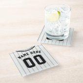 Name und Nummer Untersetzer Grau Pinstripe Basebal (Schrägansicht)