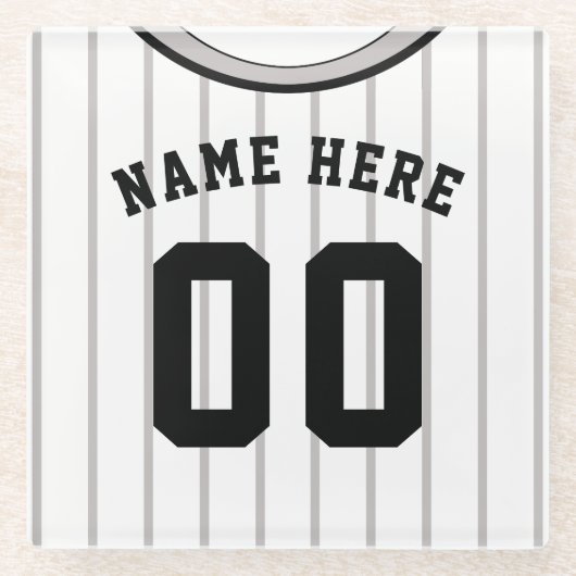Name und Nummer Untersetzer Grau Pinstripe Basebal (Vorderseite)