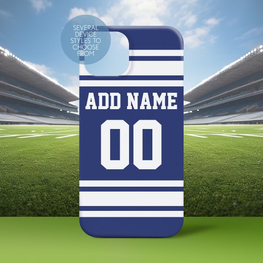 Name und Nummer von Blue und White Stripes Jersey Case-Mate iPhone Hülle