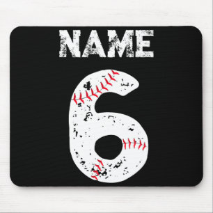 Name und nummeriertes 6 Baseball Baseball Team T-S Mousepad